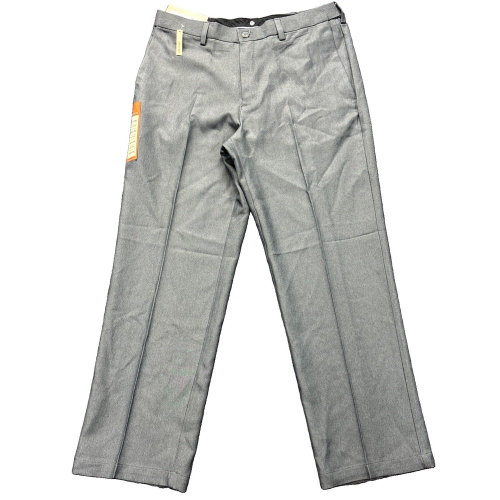 Haggar Cool 18 Performance Dress Pants Mens 34x29 Grey Classic Fit No Iron NEW